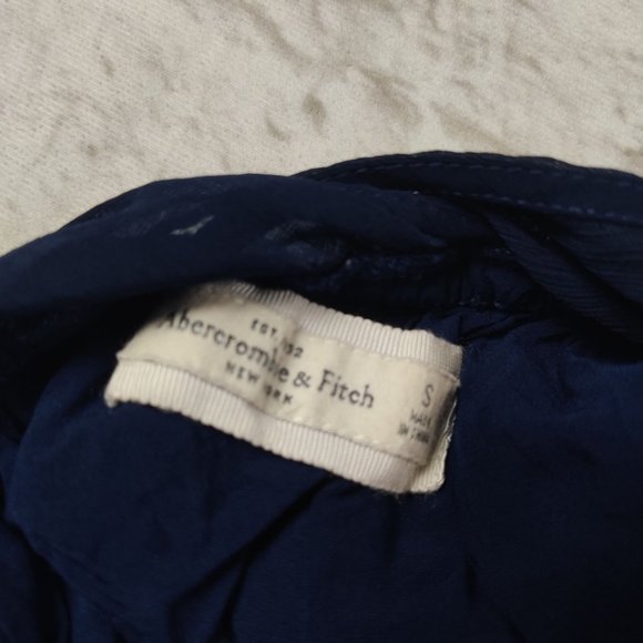 Abercrombie Fitch Womens Mini Dress Sheer Plunge Back Blue White Polka Dot sz S - Picture 3 of 11